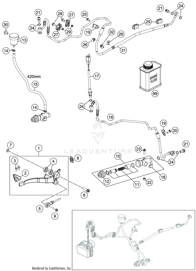 Rear Brake Control 701 SUPERMOTO CHASSIS - 2019 Schematic