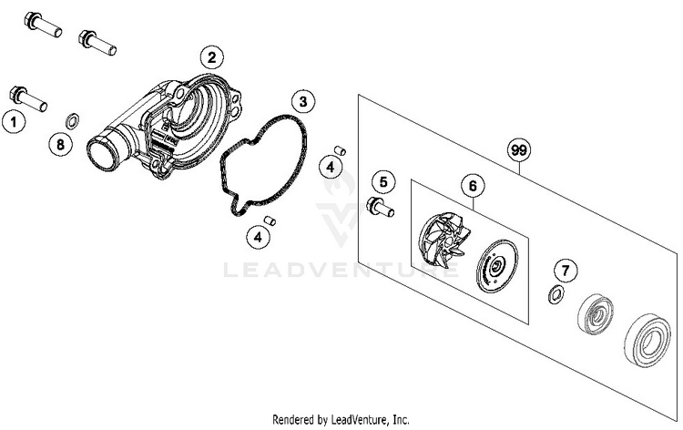 Water Pump TC 125 ENGINE - 2019 Schematic