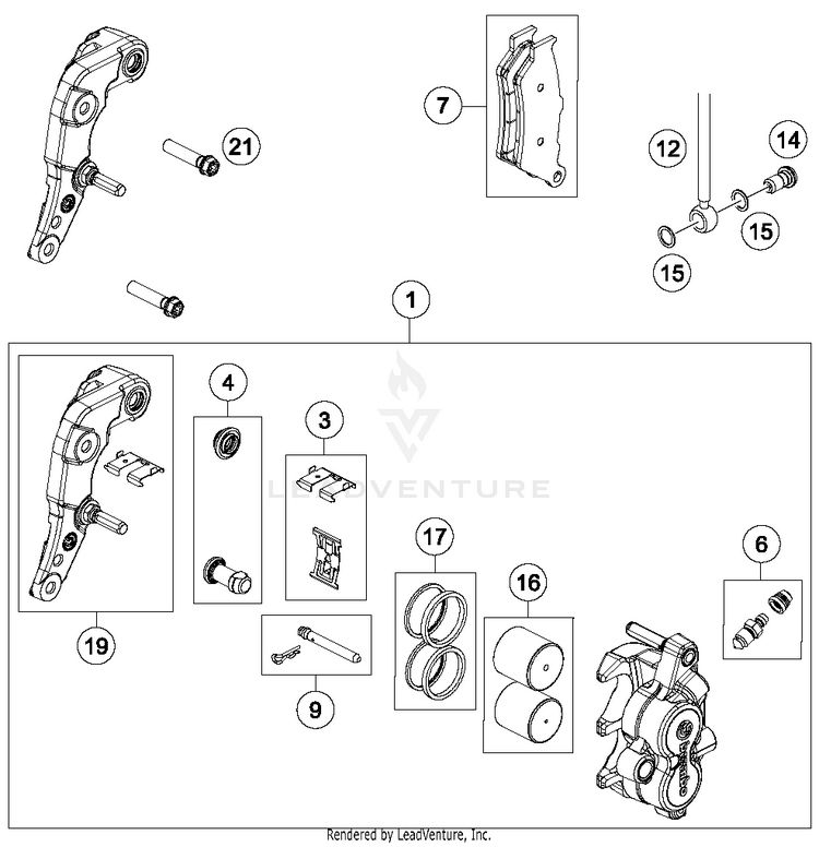 Brake Caliper Front 701 ENDURO CHASSIS- 2017 Schematic