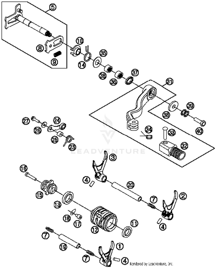 Shifting Mechanism TE 250 ENGINE - 2015 Schematic