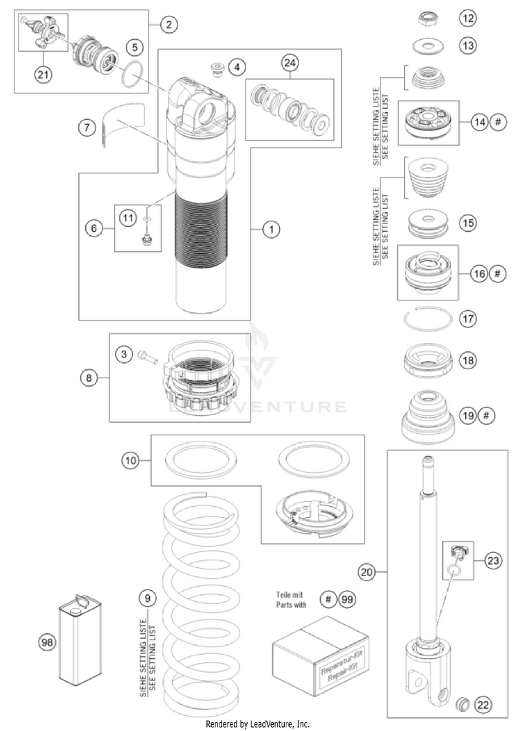 Shock Absorber Disassembled FX 350 CHASSIS - 2023 Schematic