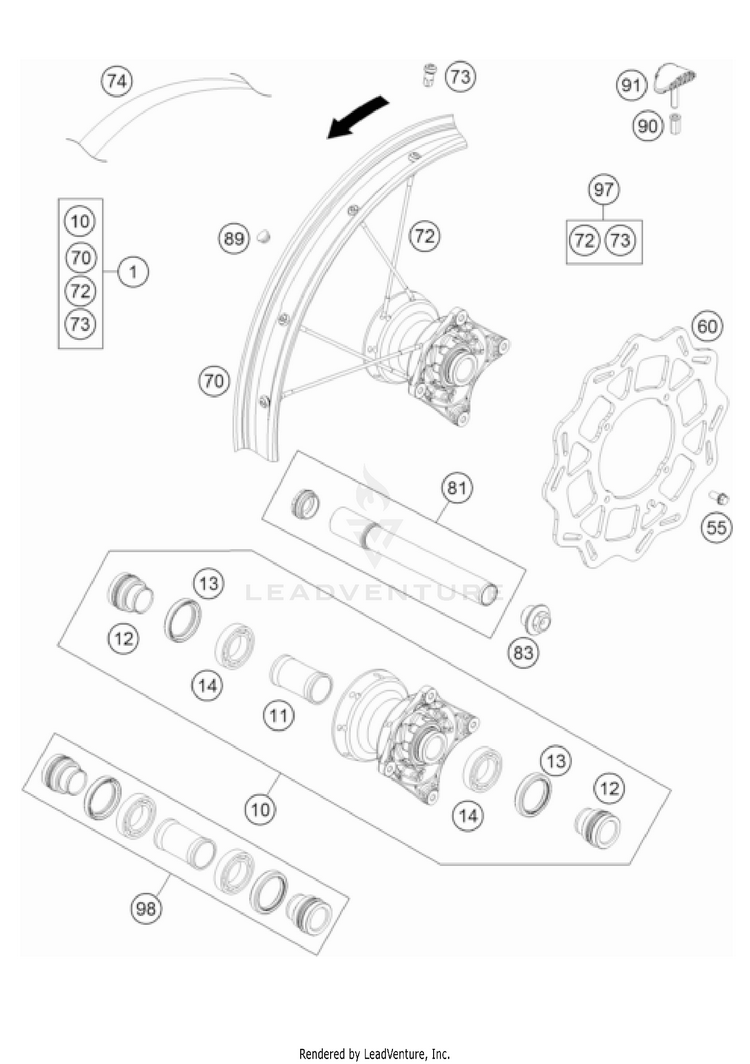 Front Wheel TC 85 19/16 EU CHASSIS - 2022 Schematic