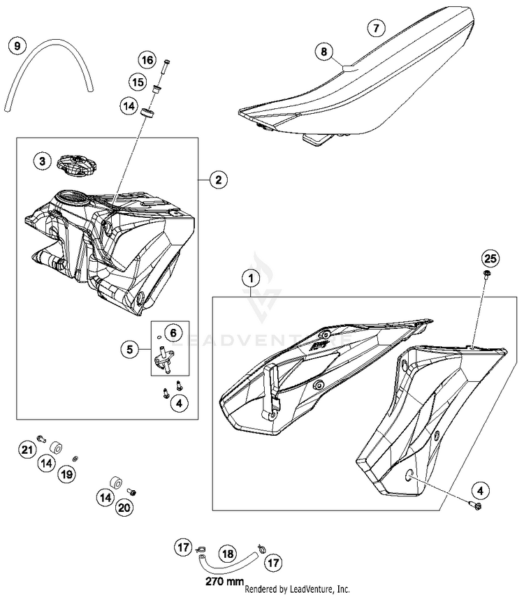 Tank, Seat, Cover TC 85 CHASSIS - 2016 Schematic