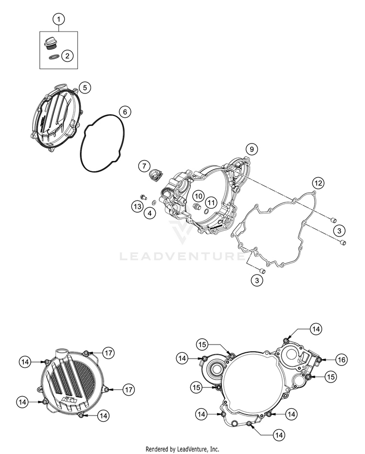 Clutch Cover TC 125 Engine - 2021 Schematic