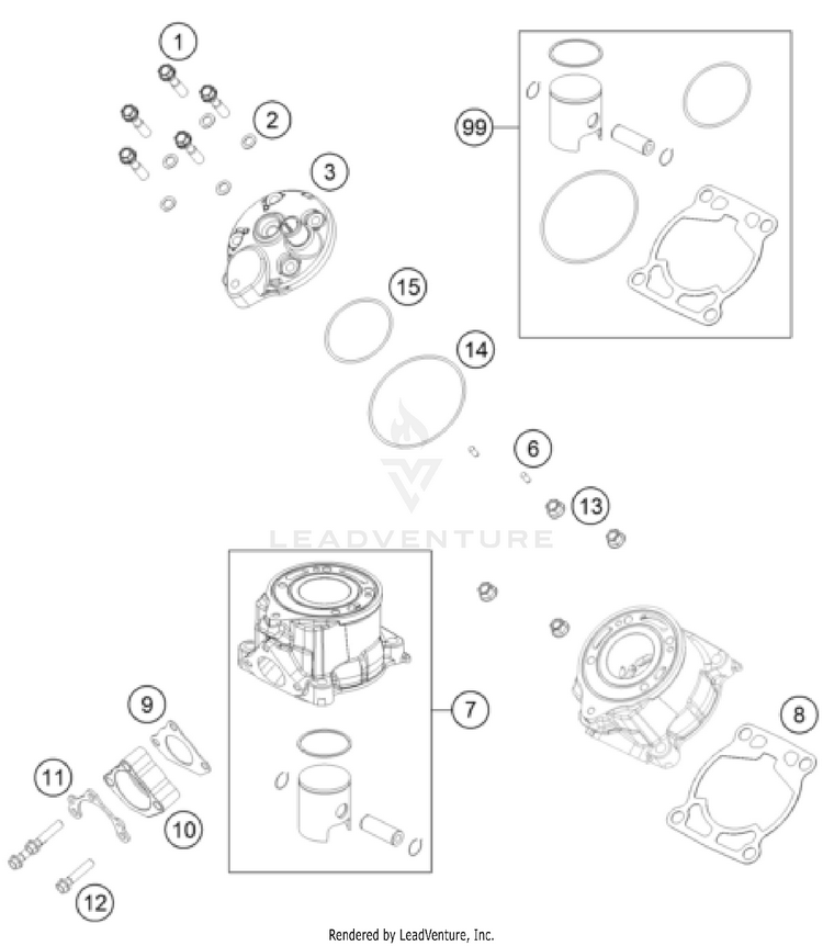 Cylinder, Cylinder Head TC 50 ENGINE - 2023 Schematic