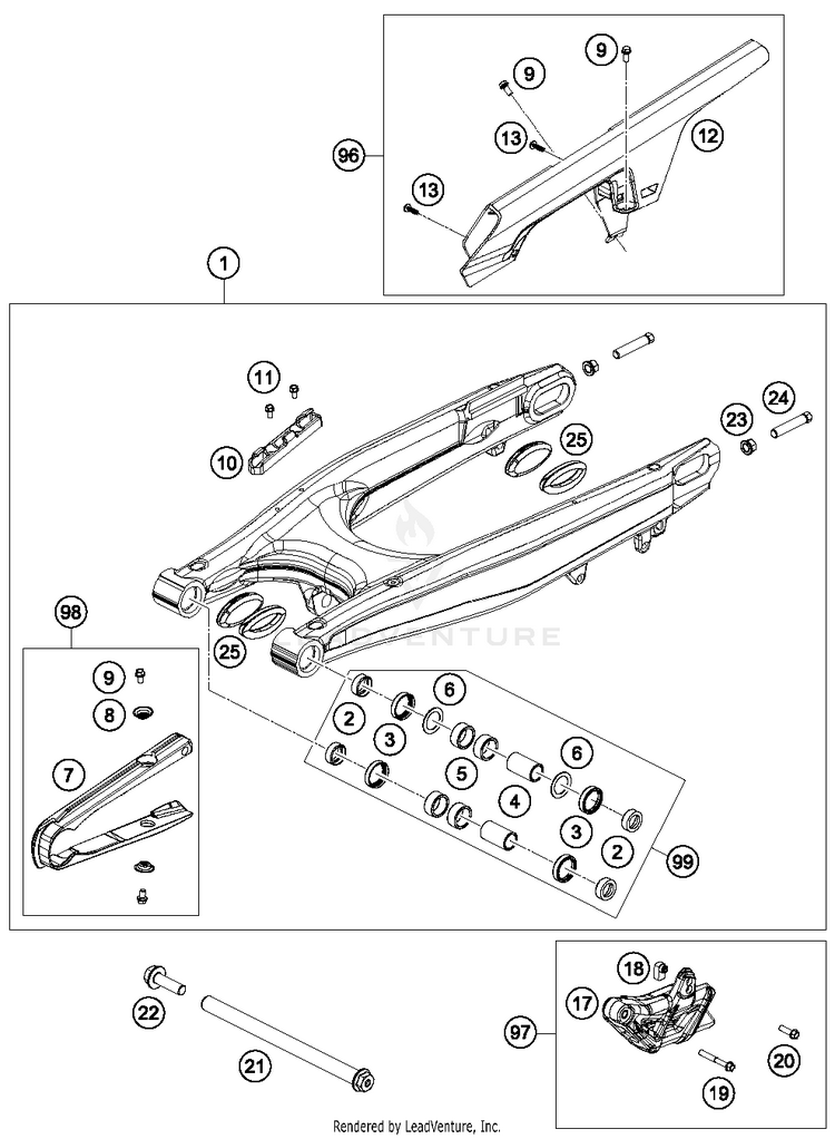 Swing Arm 701 SUPERMOTO CHASSIS - 2016 Schematic