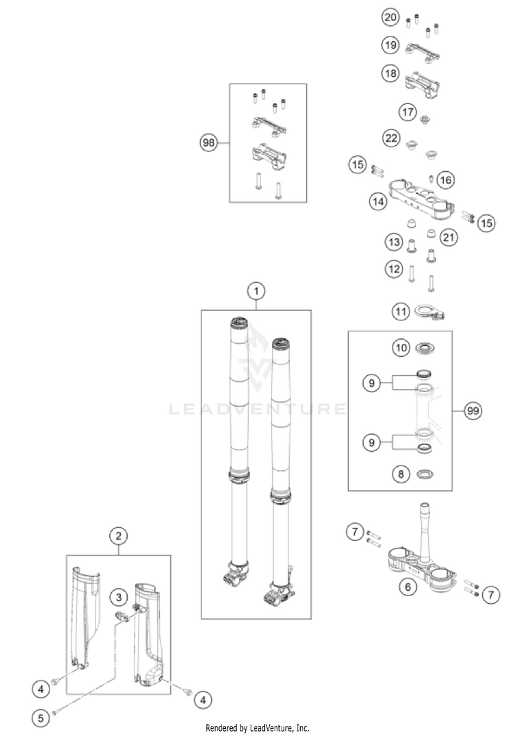 Front Fork, Triple Clamp Schematic
