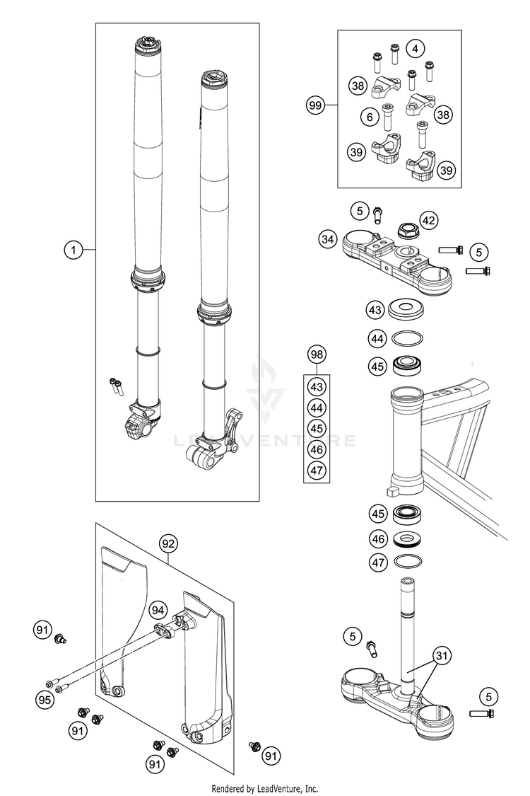 Front Fork, Triple Clamp Schematic
