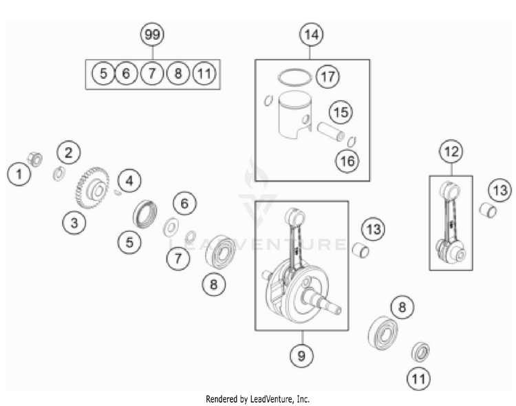 Crankshaft, Piston TC 50 ENGINE - 2023 Schematic