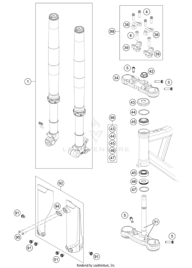 Front Fork, Triple Clamp Schematic