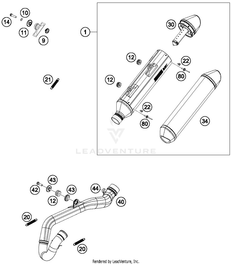 Exhaust System FE 450 CHASSIS - 2019 Schematic