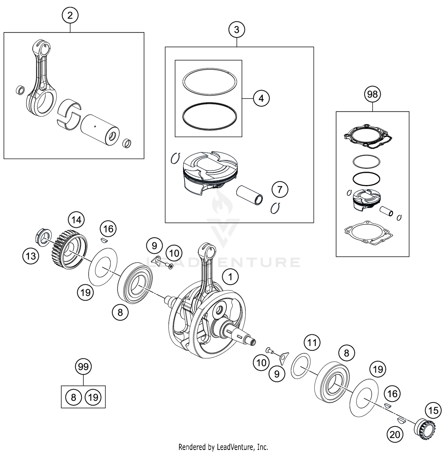 CRANKSHAFT, PISTON