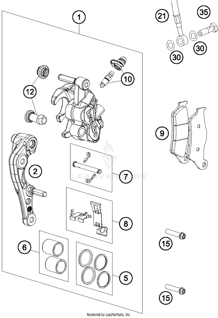 Brake Caliper Front TE 250 CHASSIS - 2015 Schematic