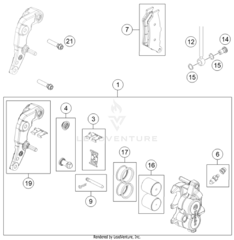 Front Brake Caliper 701 ENDURO US CHASSIS - 2024 Schematic