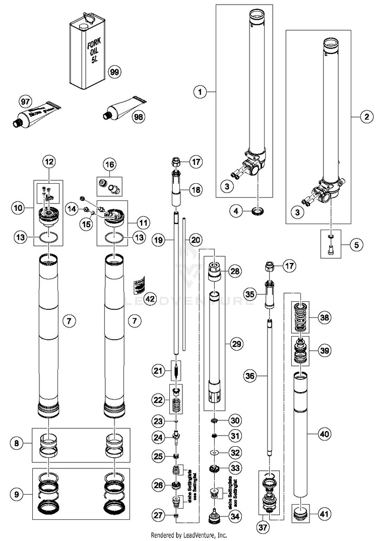 Front Fork Disassembled TC 85 19 16 CHASSIS - 2019 Schematic