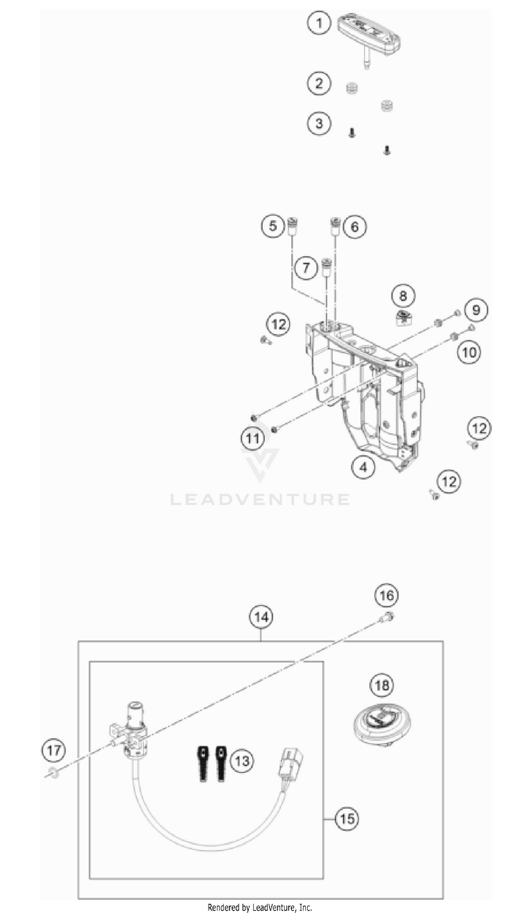 Instruments / Lock System 701 ENDURO CHASSIS - 2023 Schematic