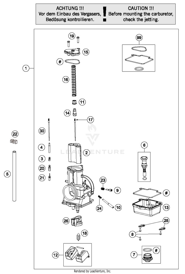Carburetor TC 125 ENGINE - 2019 Schematic