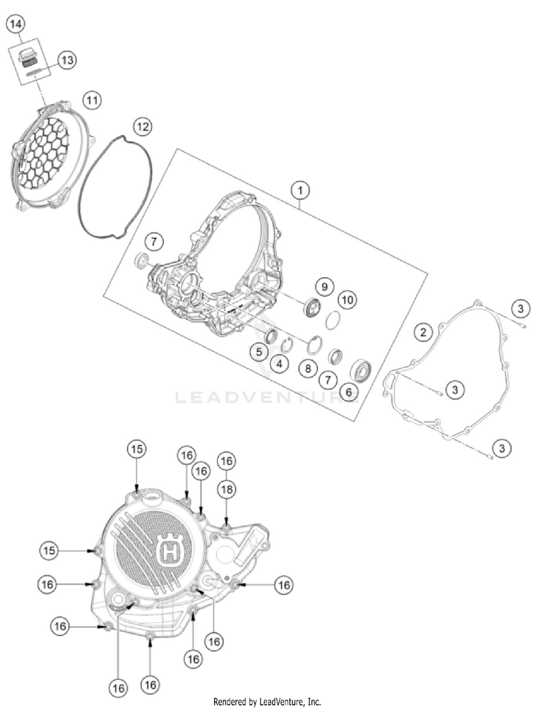 Clutch Cover FC 350 Engine - 2023 Schematic