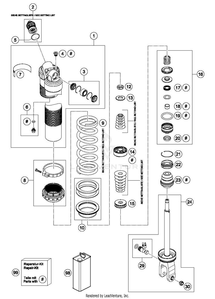 Shock Absorber Disassembled FC 350 CHASSIS - 2016 Schematic