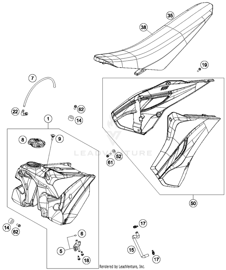 Tank, Seat, Cover TC 125 CHASSIS - 2015 Schematic
