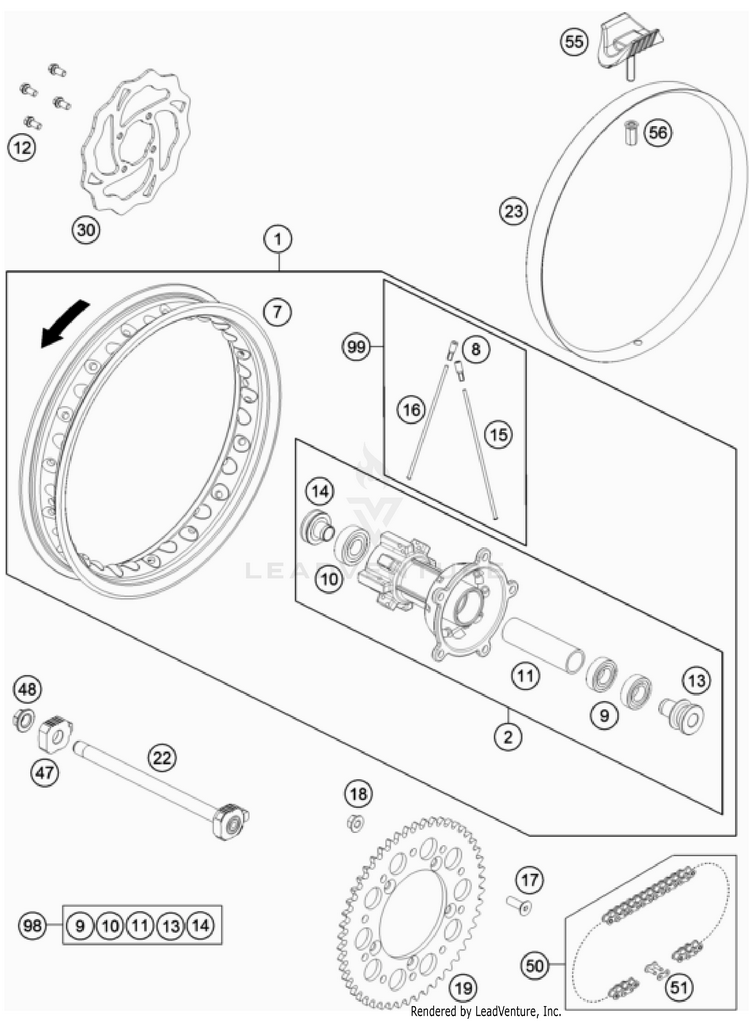 Rear Wheel TC 65 CHASSIS - 2023 Schematic
