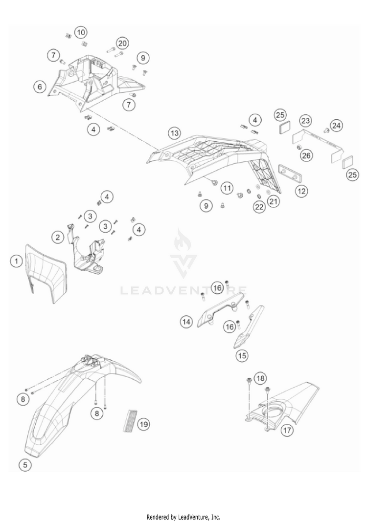 Mask, Fenders 701 ENDURO US CHASSIS - 2022 Schematic