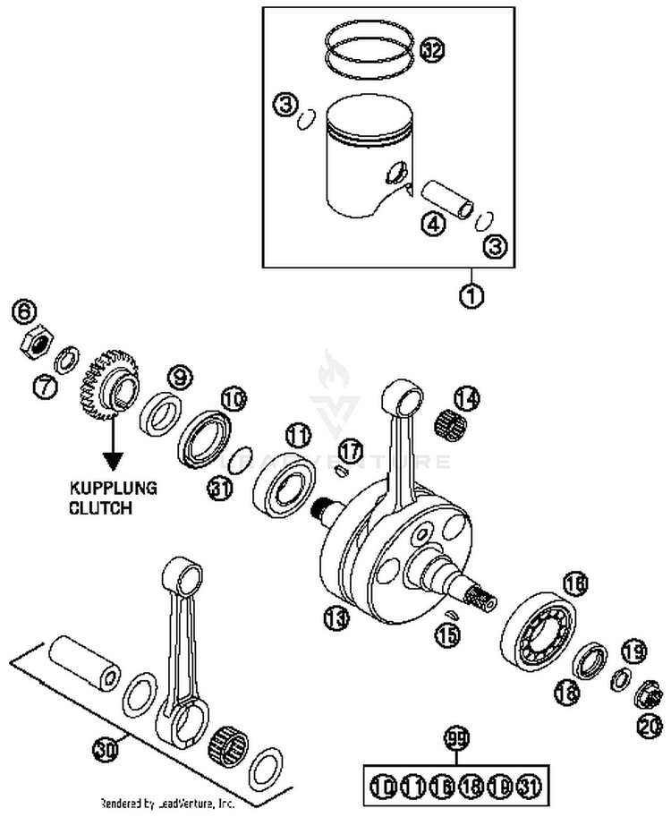 Crankshaft, Piston TE 300 ENGINE - 2014 Schematic
