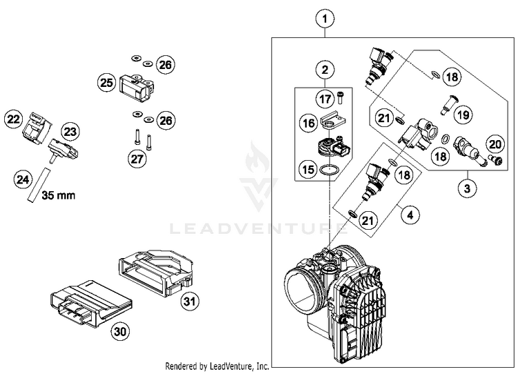 Throttle Body 701 SUPERMOTO ENGINE - 2018 Schematic