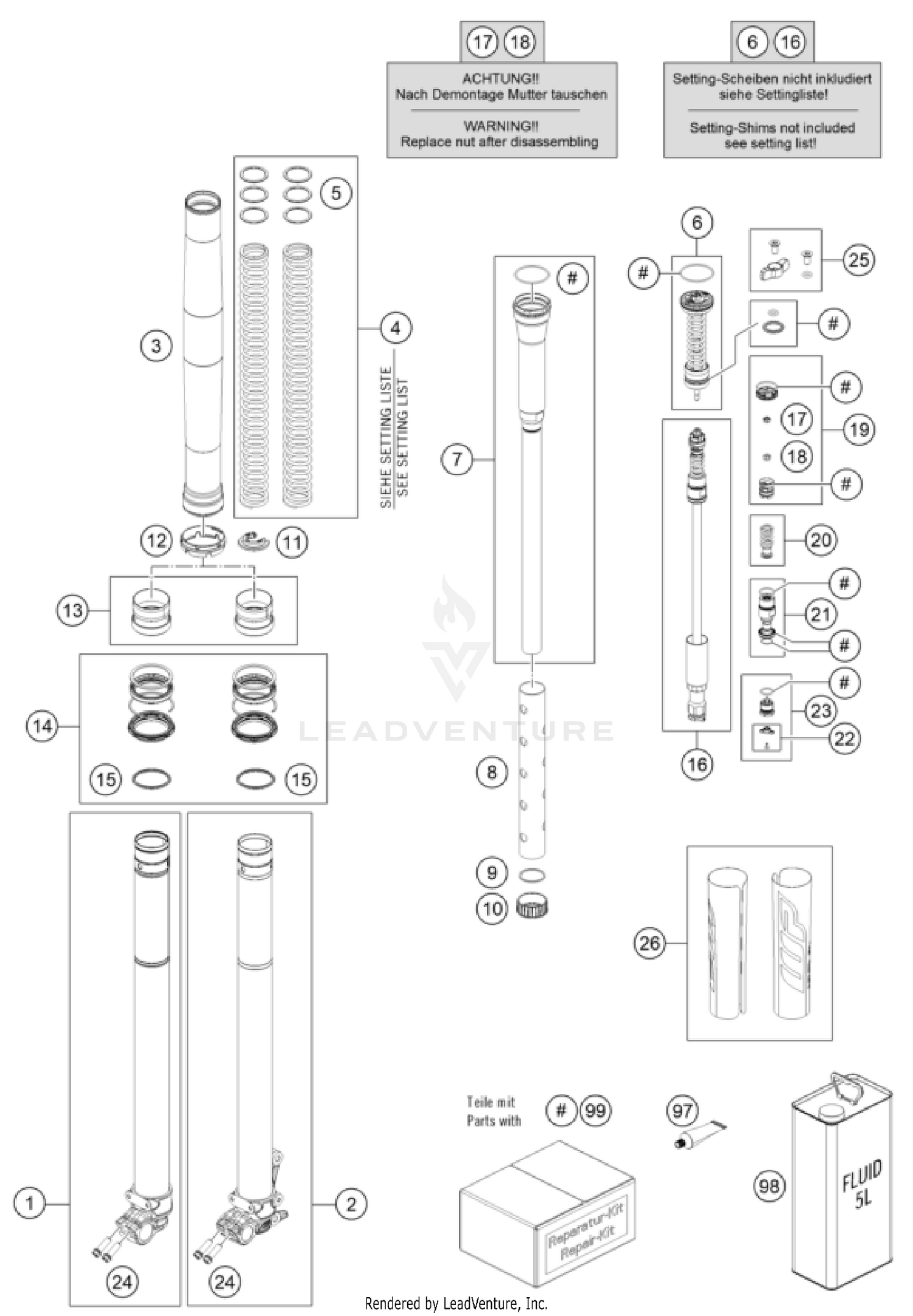 FRONT FORK DISASSEMBLED