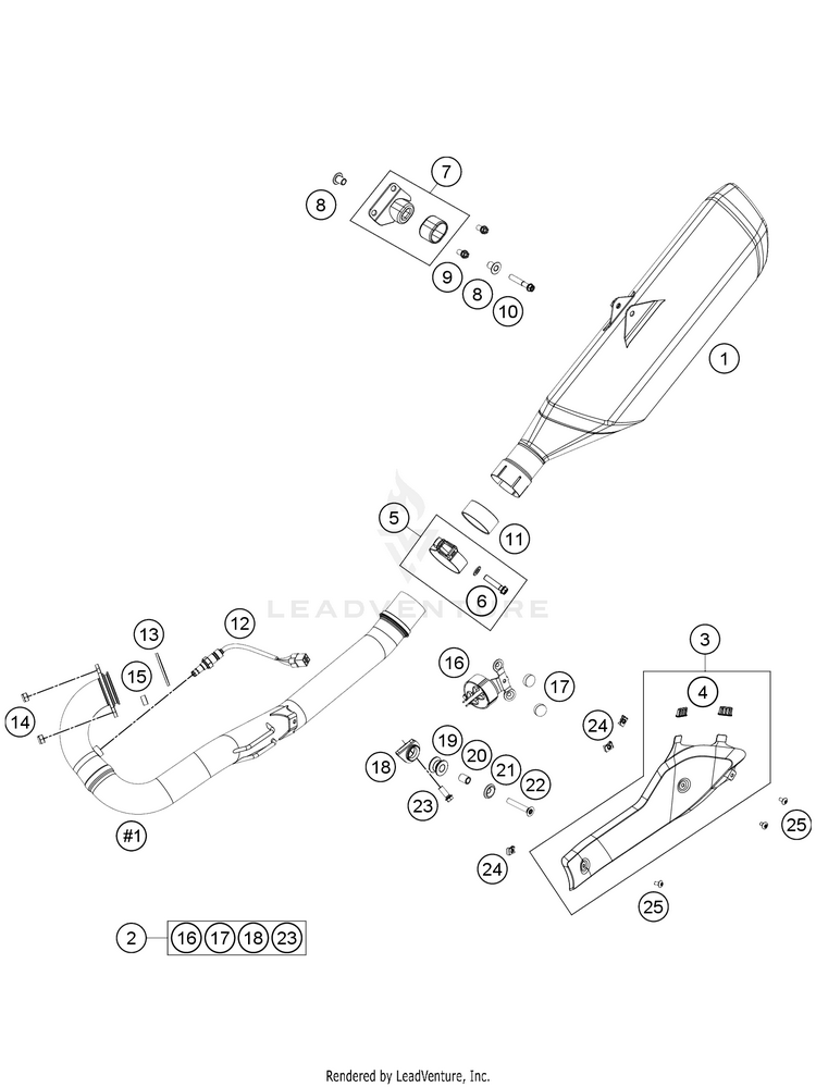 Exhaust System 701 ENDURO CHASSIS - 2021 Schematic
