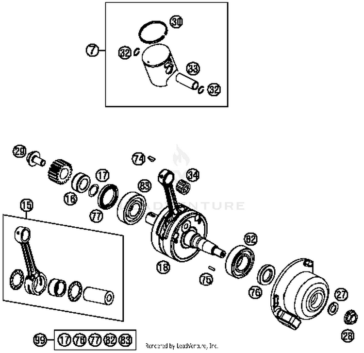 Crankshaft, Piston TC 85 ENGINE - 2014 Schematic