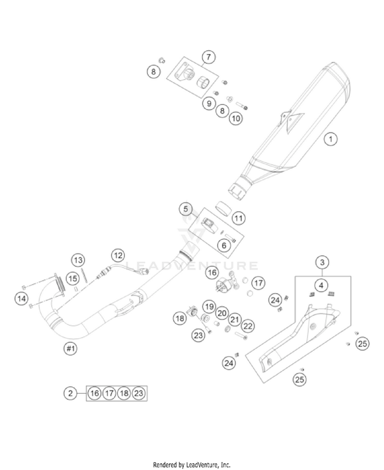 Exhaust System 701 ENDURO US CHASSIS - 2022 Schematic