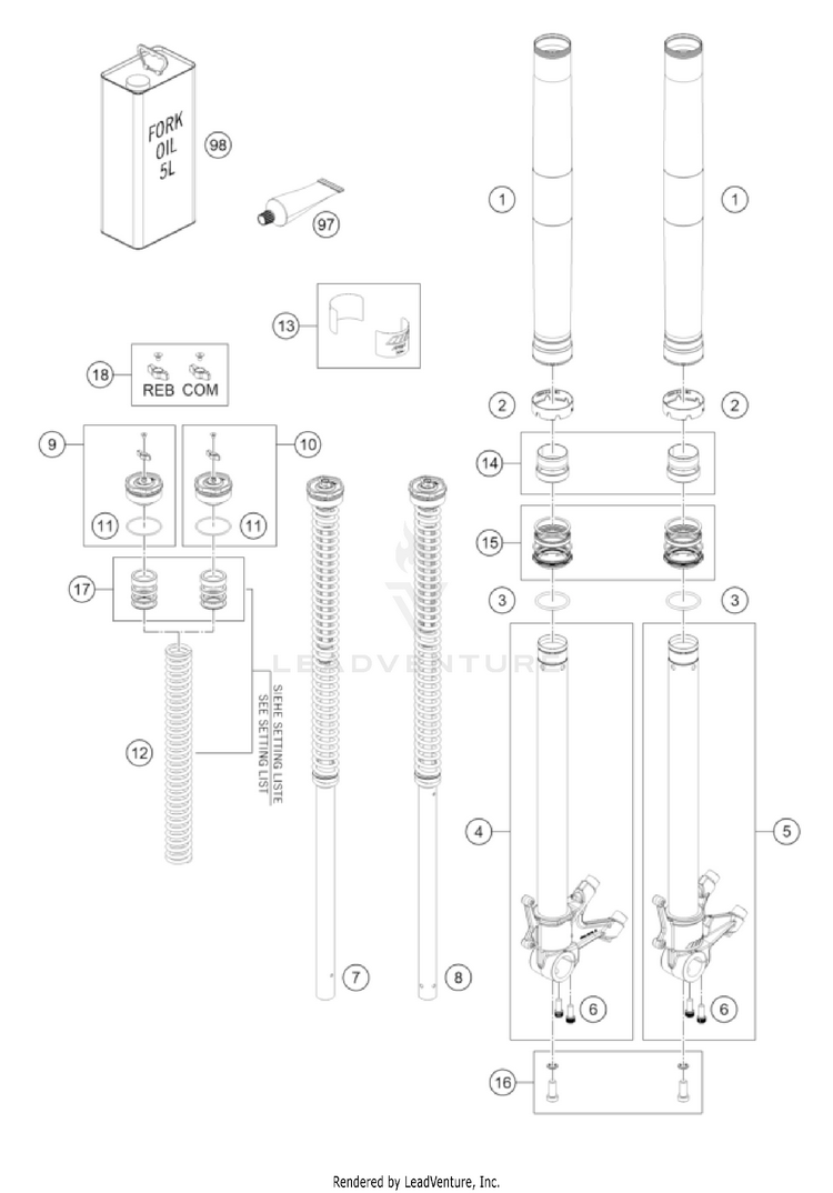 Front Fork Disassembled NORDEN 901 US CHASSIS - 2022 Schematic