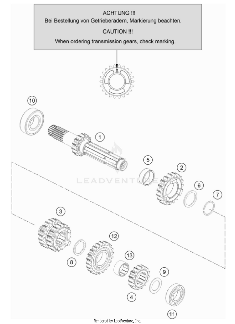 Transmission I - Main Shaft TC 125 Engine - 2022 Schematic