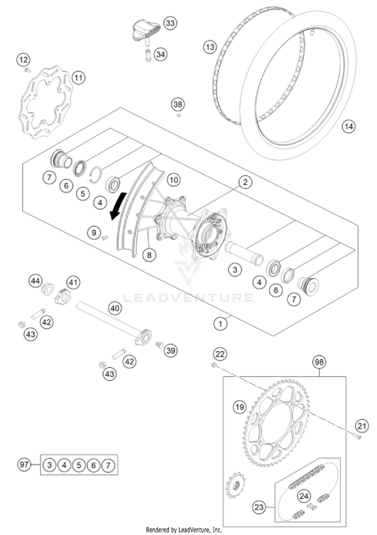 Rear Wheel FC 450 ROCKSTAR EDITION CHASSIS - 2024 Schematic