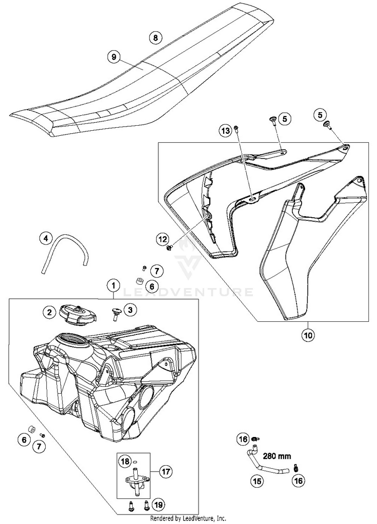 Tank, Seat TC 85 19 16 CHASSIS - 2019 Schematic