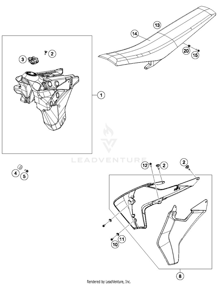Tank, Seat FE 250 CHASSIS - 2019 Schematic