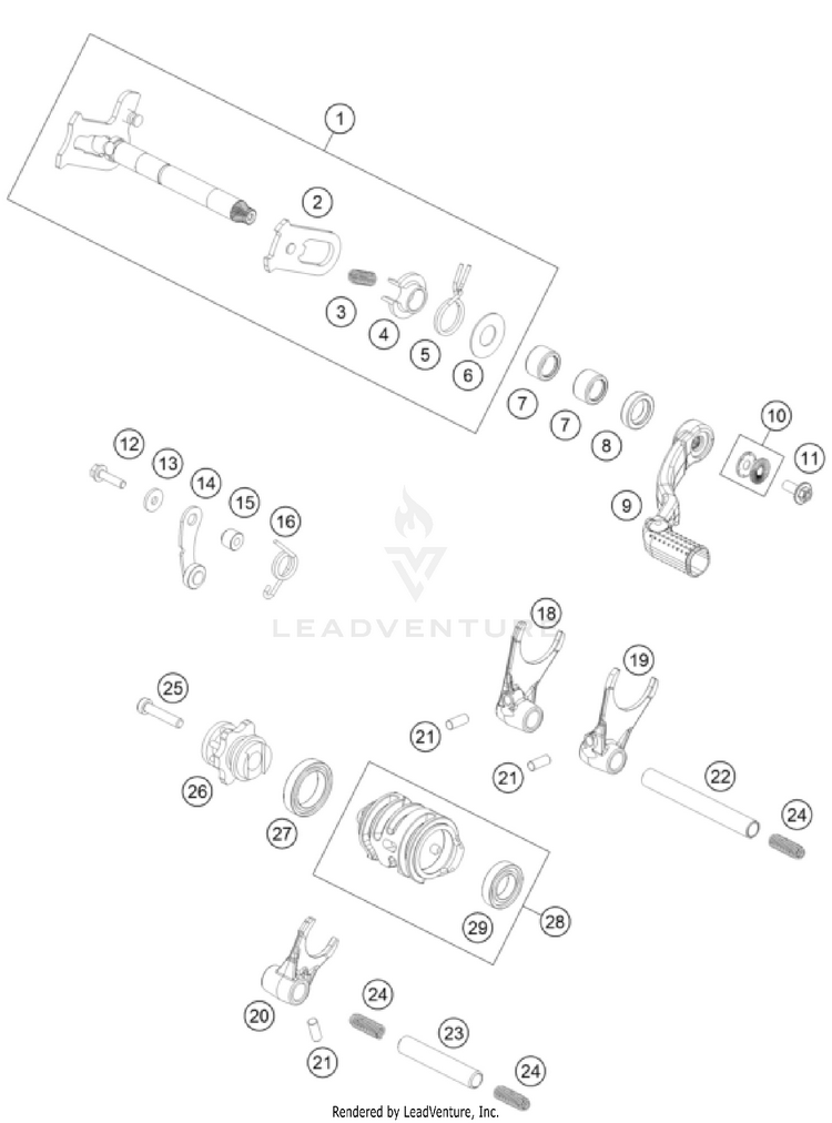 Shifting Mechanism TC 125 Engine - 2022 Schematic