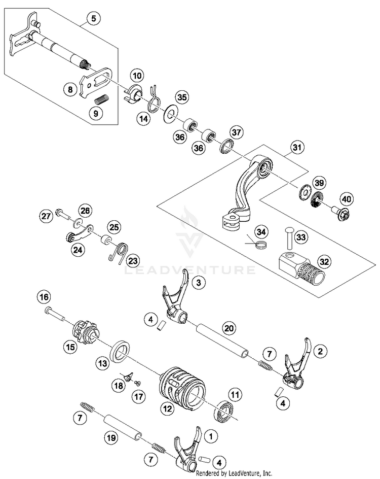 Shifting Mechanism FE 350S ENGINE - 2016 Schematic