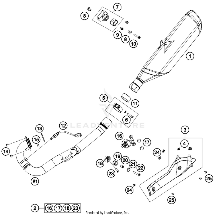 Exhaust System 701 SUPERMOTO CHASSIS - 2018 Schematic