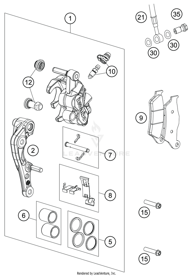Front Brake Caliper TC 250 CHASSIS - 2020 Schematic