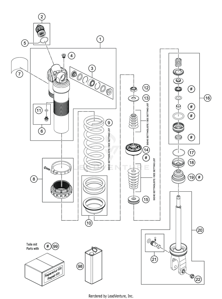Shock Absorber Disassembled TC 125 CHASSIS - 2020 Schematic