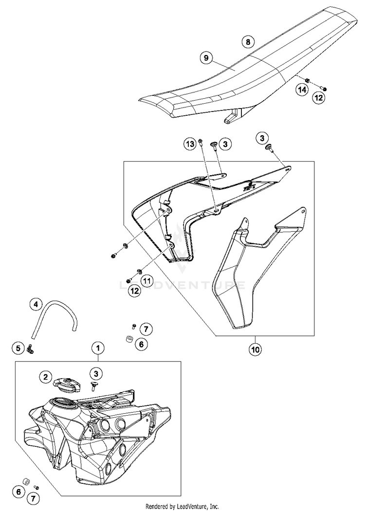 Tank, Seat, Cover FC 450 CHASSIS - 2016 Schematic