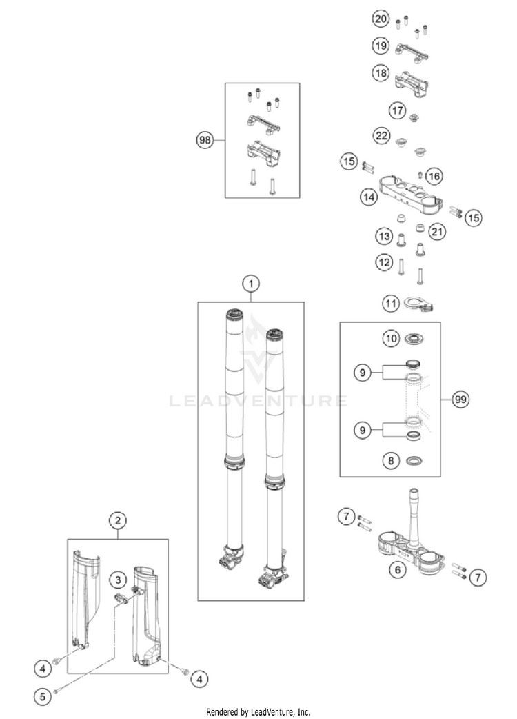 Front Fork, Triple Clamp Schematic