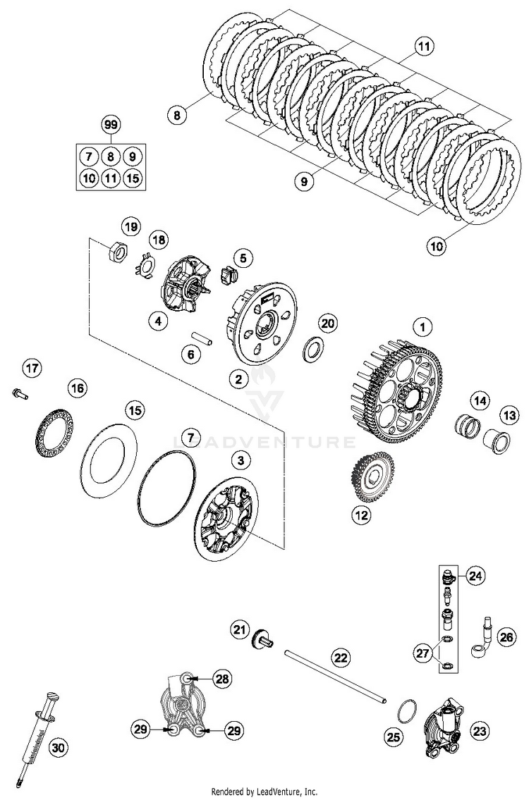 Clutch TE 300i ENGINE - 2019 Schematic