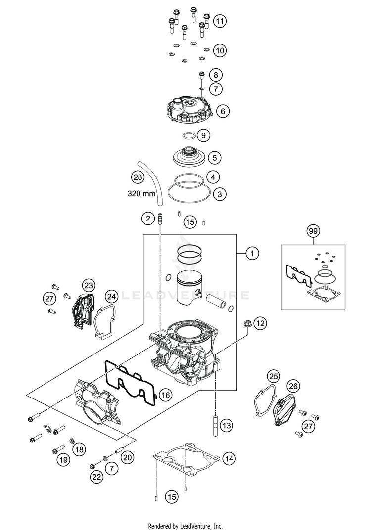 Cylinder, Cylinder Head TC 125 ENGINE - 2020 Schematic