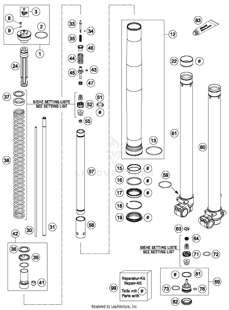 Front Fork Dissassembled TC 85 CHASSIS - 2016 Schematic