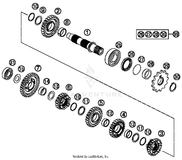 Transmission Ii - Countershaft TE 300 ENGINE - 2014 Schematic