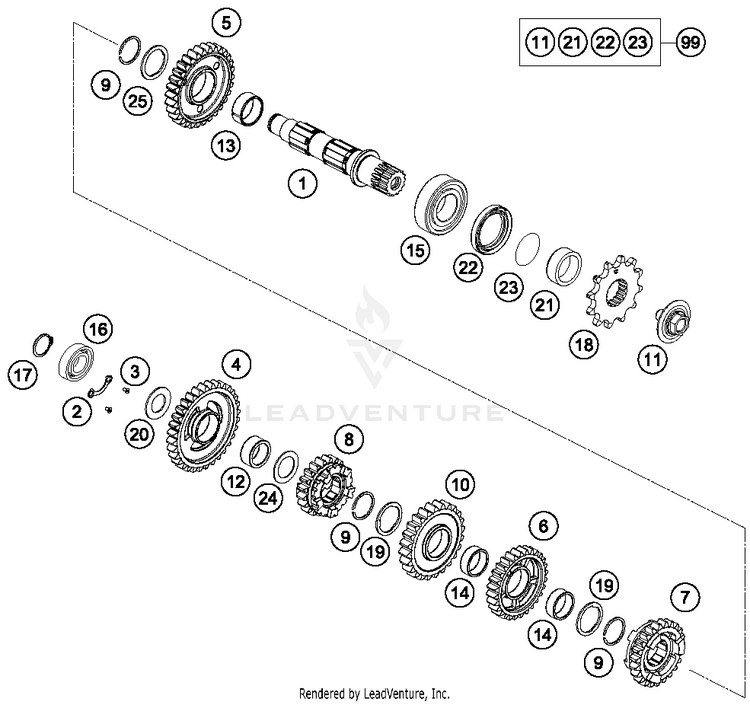Transmission Ii - Countershaft FE 250 ENGINE - 2015 Schematic