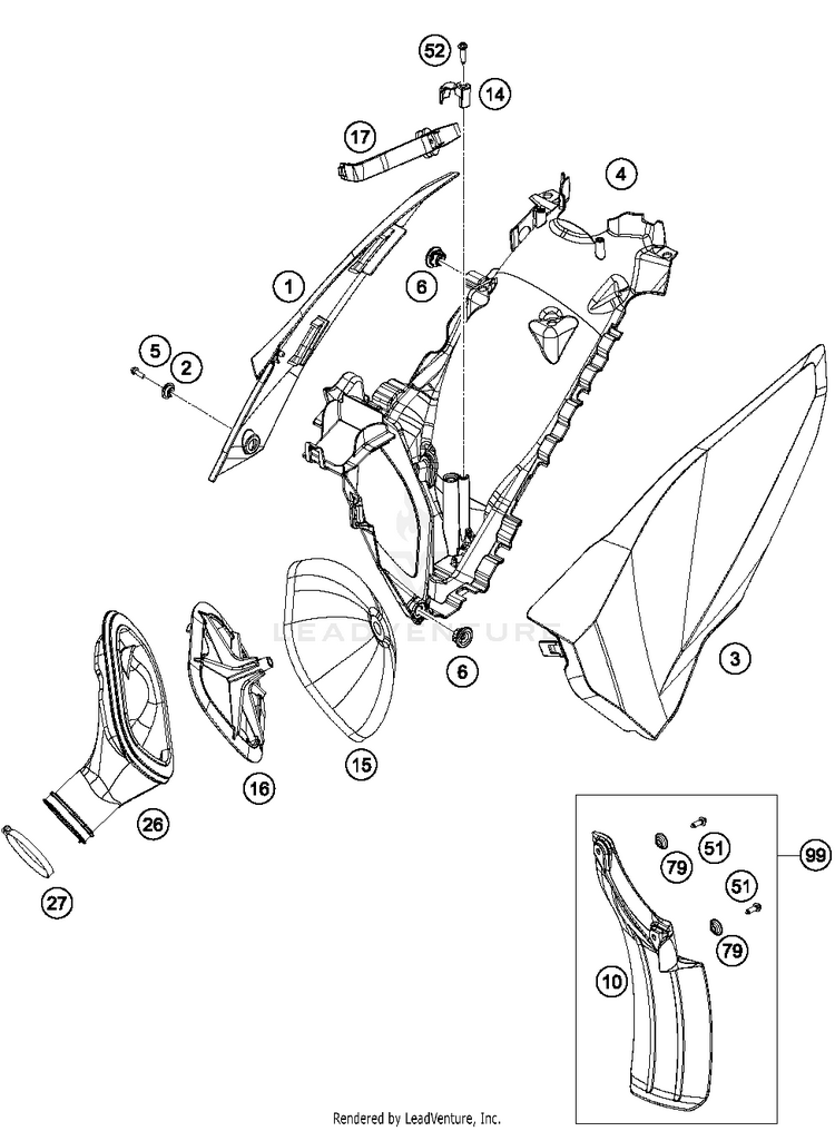 Air Filter TE 250 CHASSIS - 2015 Schematic